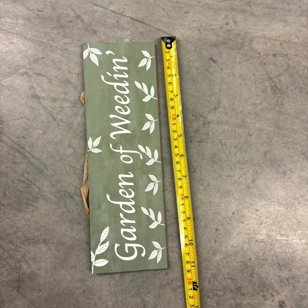 Garden of Weedin Funny Garden Sign Wood Hanging Plaque Green Rustic Decor